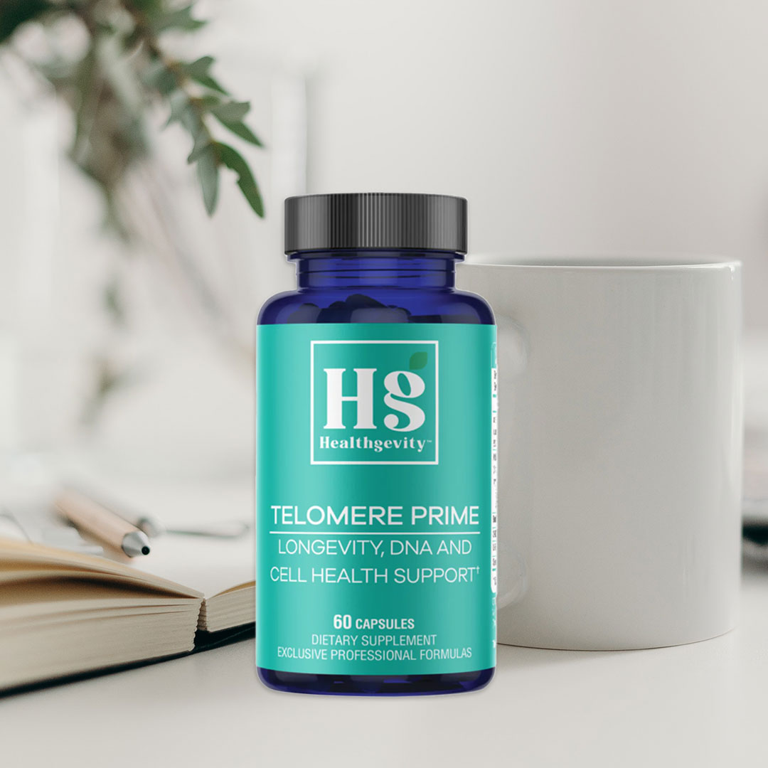 Cellular health supplement Healthgevity Telomere Prime featuring the innovative ingredient Hobamine (2-HOBA).