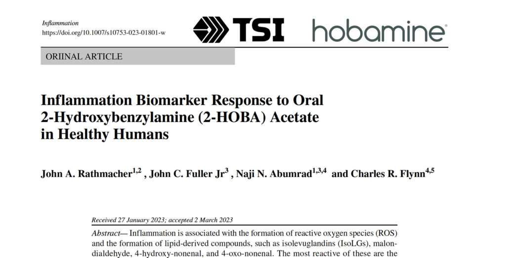 visual of clinical study Inflammation Biomarker Response to Oral 2-Hydroxybenzylamine (2-HOBA) Acetate in Healthy Humans